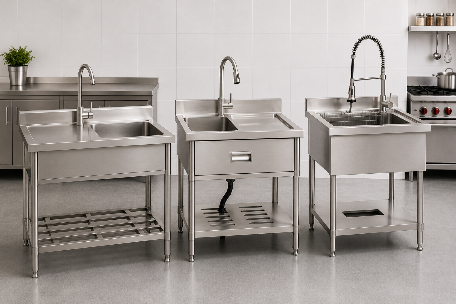 KREZOW commercial stainless steel sinks