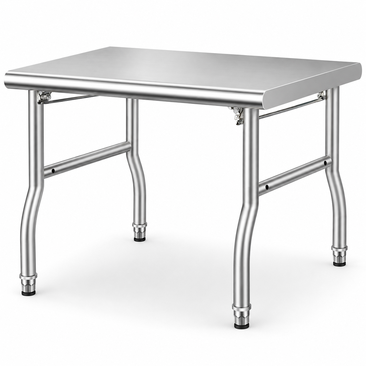 KREZOW folding stainless steel work table with bent legs