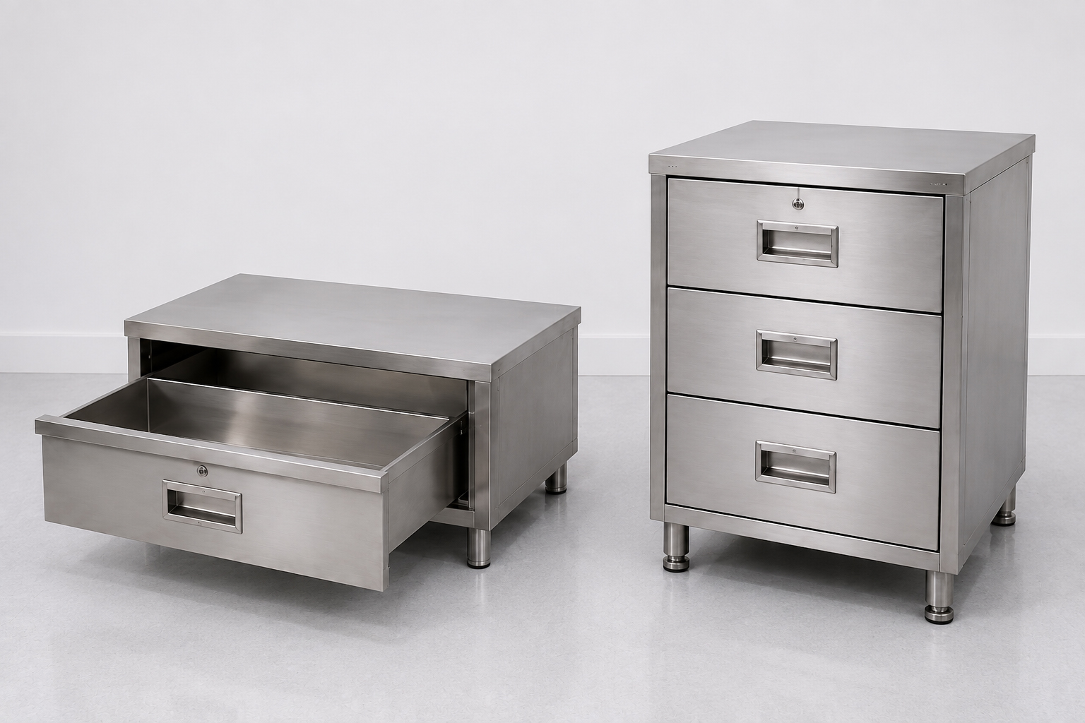 KREZOW stainless steel drawers and cabinets