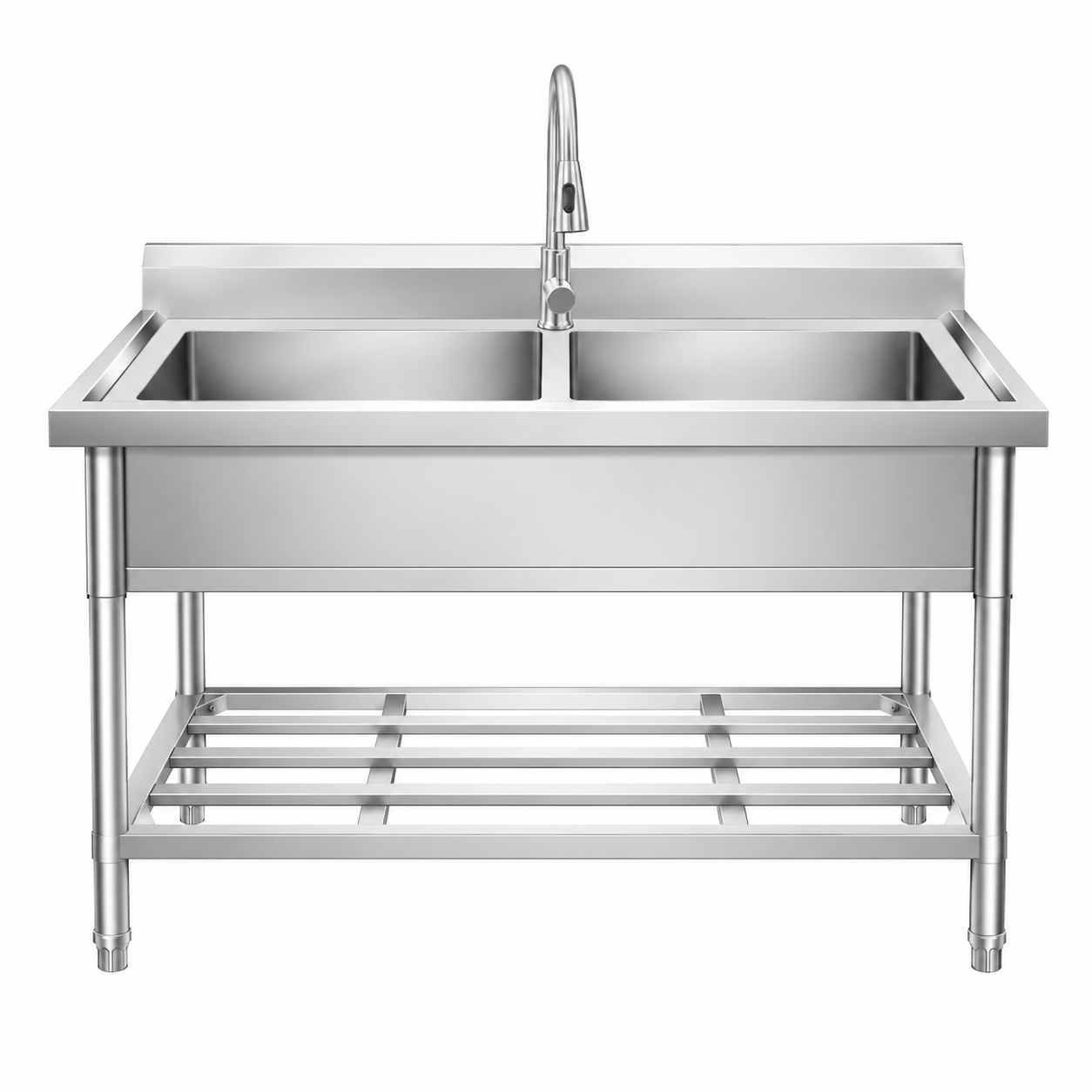 KREZOW double bowl stainless steel sink for commercial kitchens