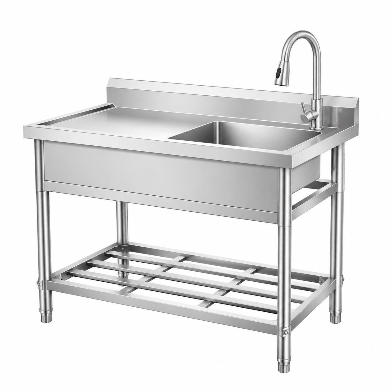 KREZOW left drainboard stainless steel sink for commercial kitchens