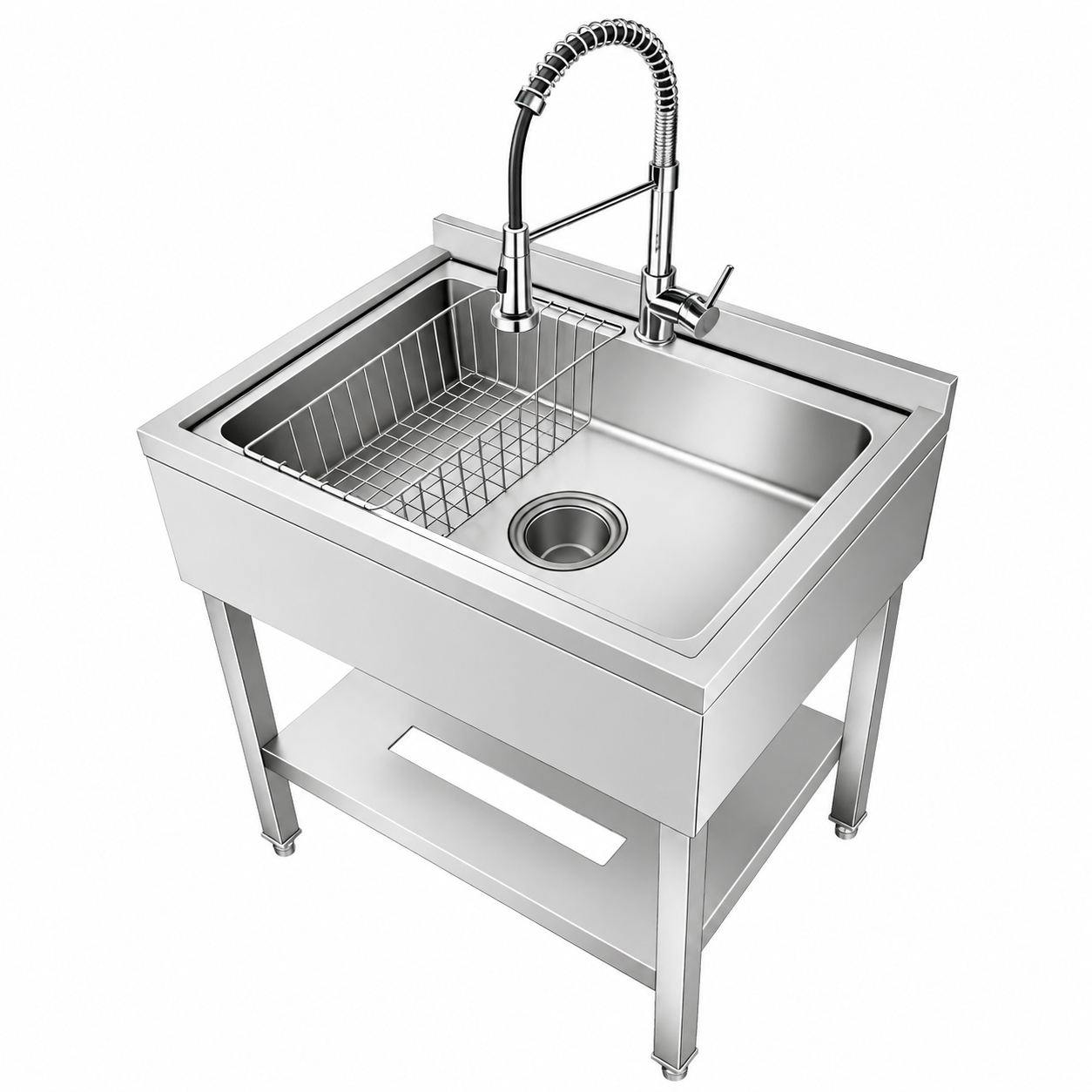 KREZOW single bowl stainless steel sink for commercial kitchens