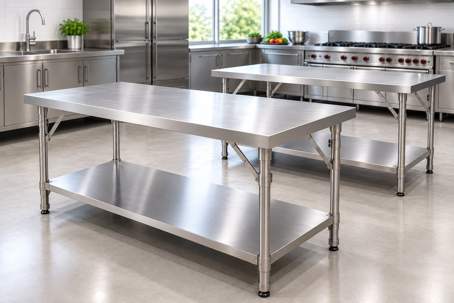 KREZOW stainless steel work tables for commercial kitchens